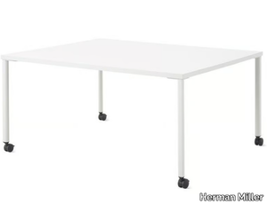 OE1 - Rectangular meeting table with electrical outlets with castors _ Herman Miller