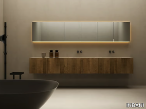 PARAL - Double wall-mounted wooden vanity unit with drawers _ INBANI