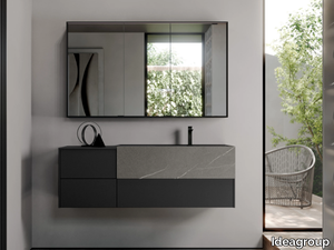 SENSE 02 - Wall-mounted vanity unit with integrated washbasin _ Ideagroup