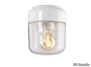 OHM 140 - Clear glass and porcelain wall lamp / ceiling lamp _ Ifö Electric