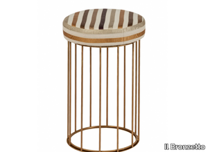 CAGE 08 - Upholstered round brass pouf _ Il Bronzetto