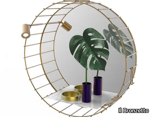 CAGE 07 Extra A - Round brass mirror with integrated lighting _ Il Bronzetto