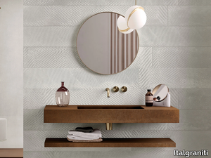 GROOVE - Wall-mounted single rectangular porcelain stoneware washbasin _ Italgraniti