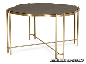 ARGA - Round brass and marble high side table _ JOSÉ LEITE DE CASTRO