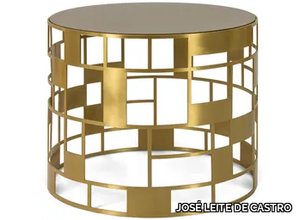 HALT - Round coffee table with brass base and quartz top _ JOSÉ LEITE DE CASTRO