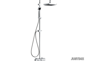 MARK - Wall-mounted chromed brass shower panel with hand shower with overhead shower _ JUSTIME