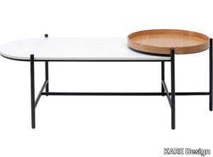 LAYERED - Oval enamelled steel and marble coffee table _ KARE Design