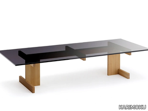 A-CT01 - Low rectangular wood and glass coffee table _ KARIMOKU