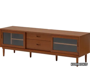 LOW BOARD 1800 - Low wooden TV cabinet with sliding doors _ KARIMOKU