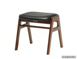 Stackable stool - Wooden and vinyl leather stacking stool _ KARIMOKU