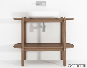 EAST BATH - Floor-standing single teak vanity unit _ KARPENTER