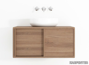 EAST BATH - Wall-mounted teak vanity unit with doors _ KARPENTER