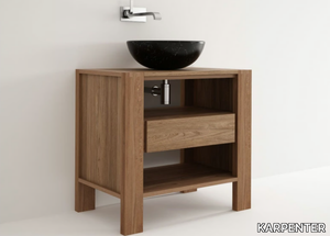 MAX - Floor-standing single teak vanity unit _ KARPENTER