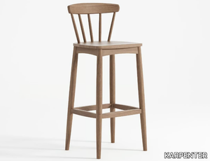 TWIST - Solid wood barstool with back _ KARPENTER