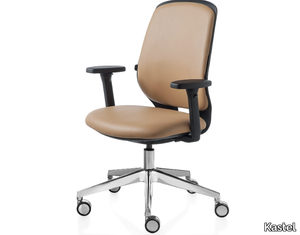 KEY SMART ADVANCED - Leather office chair with armrests with 5-Spoke base _ Kastel