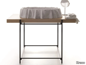 HASHI EASEL - Floor-standing wooden vanity unit with towel rail _ Kreoo