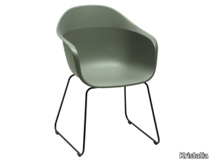 ELEPHANTINO - Sled base recycled plastic chair with armrests _ Kristalia