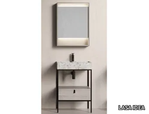 MAKE 33 - Floor-standing wooden and metal vanity unit with mirror _ LASA IDEA