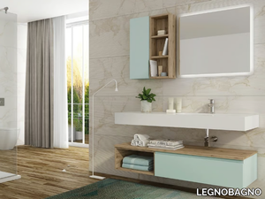 FREEDOM FL28 - Single wall-mounted HPL vanity unit with mirror _ LEGNOBAGNO