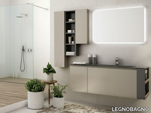 FREEDOM FL32 - Wall-mounted glass vanity unit with mirror _ LEGNOBAGNO