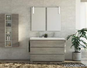 FREEDOM FL25 - Floor-standing double HPL vanity unit with towel rail _ LEGNOBAGNO