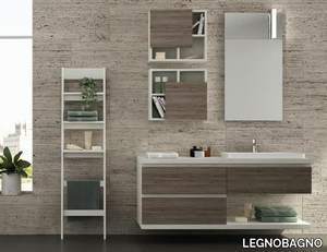 FREEDOM FL27 - Single wall-mounted melamine-faced chipboard vanity unit with mirror _ LEGNOBAGNO