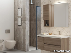 LINE 02 - Wall-mounted vanity unit with doors with drawers _ LEGNOBAGNO