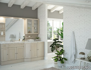 RETRÒ R217 - Floor-standing oak vanity unit with mirror _ LEGNOBAGNO