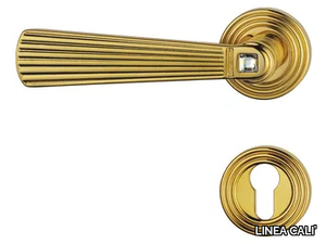 OPERA CRYSTAL - Chromed brass door handle on rose with lock _ LINEA CALI'