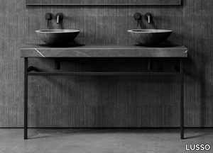 LOMAZZO - Double Pietra Grey marble washbasin countertop _ LUSSO