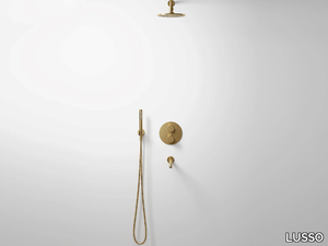 LUXE - 5 hole wall-mounted bathtub set with overhead shower _ LUSSO