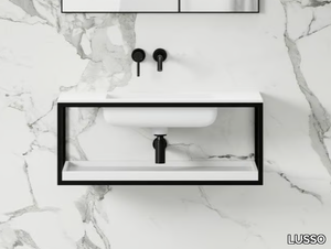 ARIA - Single wall-mounted Resin Stone vanity unit with integrated washbasin _ LUSSO