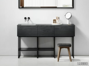 AUDEMAR - Floor-standing wooden vanity unit with mirror _ LUSSO