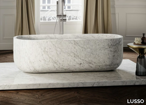 DESIGNO - Freestanding oval Carrara marble bathtub _ LUSSO