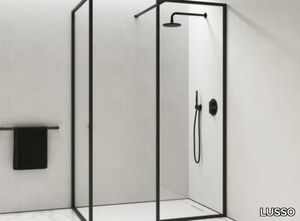 DESIGNO - KIT B - Corner glass Walk in shower with tray _ LUSSO