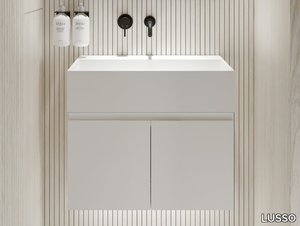 ETHOS - Wall-mounted Resin Stone vanity unit with doors _ LUSSO