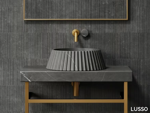 LAMP - Countertop round Pietra Grey marble washbasin _ LUSSO