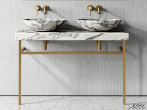 LOMAZZO - Double Arabescato marble washbasin countertop _ LUSSO