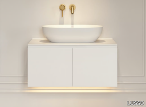 LUXOR - Single wall-mounted Resin Stone vanity unit with doors _ LUSSO