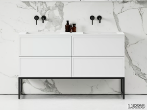 PIANA - Floor-standing double wooden vanity unit with drawers _ LUSSO