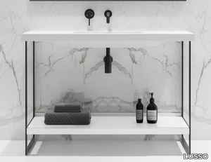 SILO - Floor-standing single Resin Stone console sink _ LUSSO