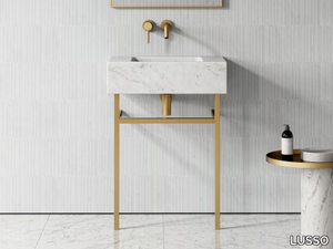 VERNANTE - Single Carrara marble console sink with towel rail _ LUSSO