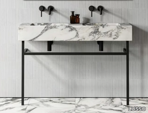 VERNANTE - Double Arabescato marble console sink _ LUSSO