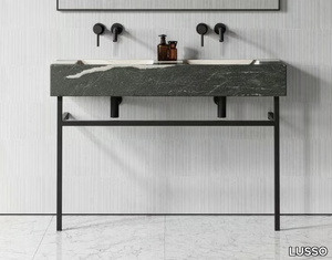 VERNANTE - Floor-standing double marble console sink with towel rail _ LUSSO