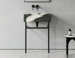 VERNANTE - Single marble console sink with towel rail _ LUSSO