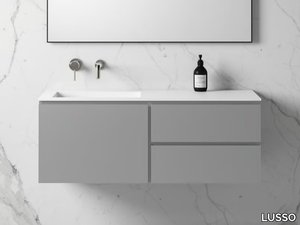 VOLA - Wall-mounted wooden vanity unit with integrated washbasin _ LUSSO