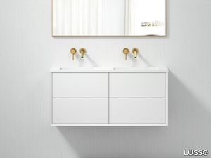 VOLINI - Double wooden vanity unit with integrated washbasin _ LUSSO