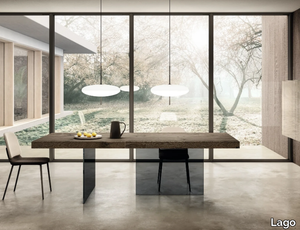 AIR WILDWOOD - Rectangular wood and glass table _ Lago