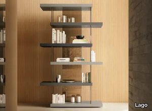 AIR - 1462 - Open freestanding wood and glass bookcase _ Lago