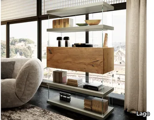 AIR - 1463 - Open wood and glass bookcase _ Lago